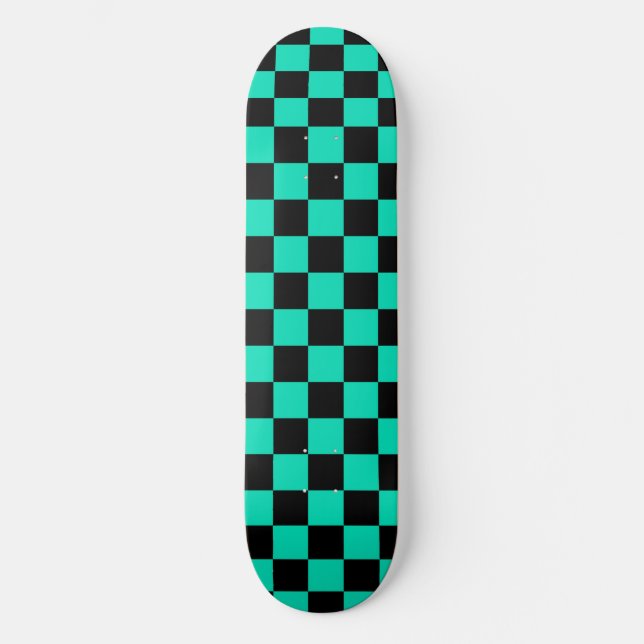 Skateboard Vert Noir Carreaux Vérifiés Motif (Recto)