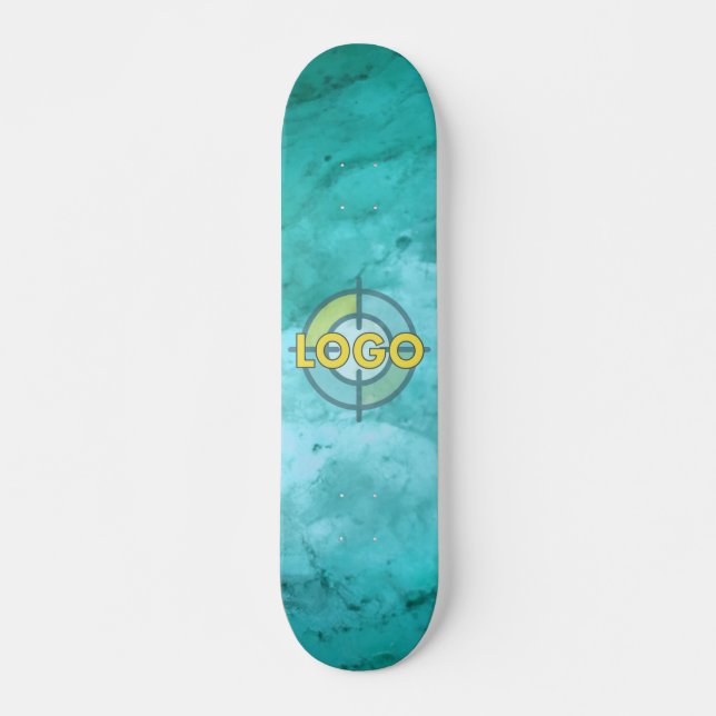 Skateboard Vibes de refroidissement Marbre blanc bleu turquoi (Devant)