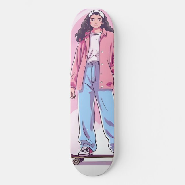 Skateboard Vibes filles de patinage - Pastel Collage esthétiq (Recto)