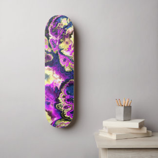 Skateboard Vibrant Trippy Boho Hippie Fractal Marble Art