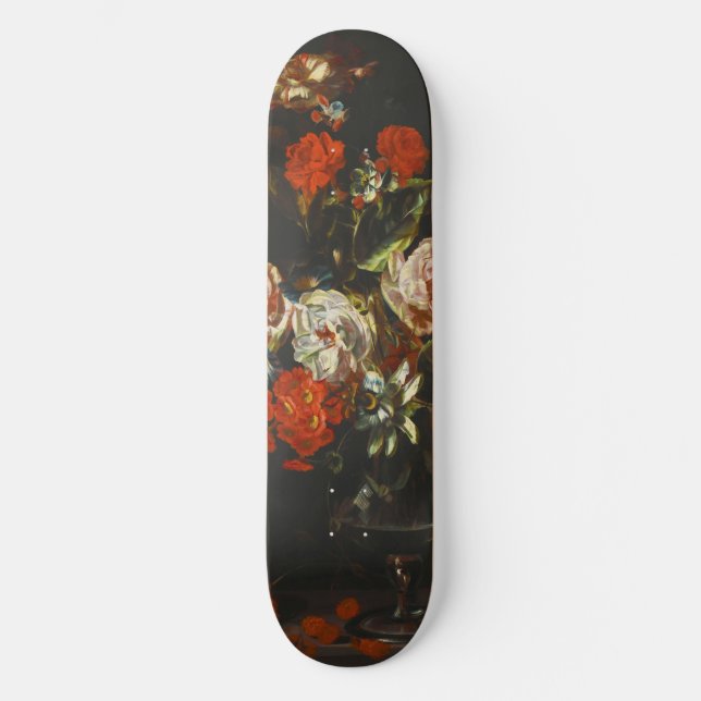 Skateboard Vie morte vintage avec fleurs (Recto)