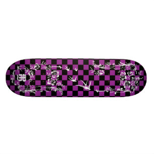 Skateboard Vieux tatouage Checkboard - pourpre et noir