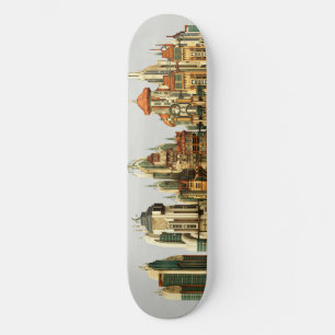 Skateboard Ville de fantasy futuriste Art de ciel Sci-Fi