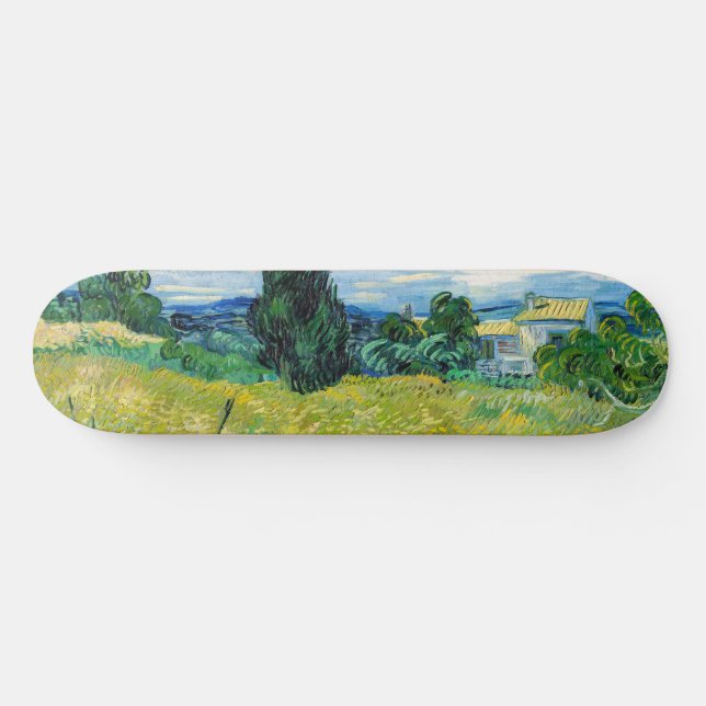 Skateboard Vincent van Gogh - Champ de blé vert avec Cypress (Horz)