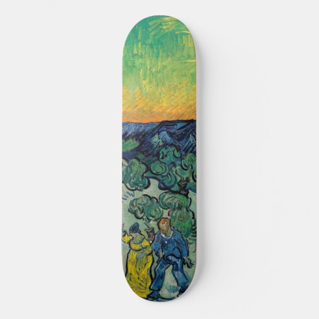 Skateboard Vincent van Gogh - Paysage Lune avec couple (Recto)