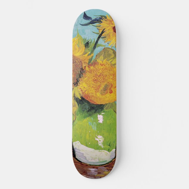 Skateboard Vincent Van Gogh - Trois tournesols dans un vase (Recto)