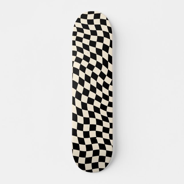 Skateboard Vintage damier noir et blanc (Devant)