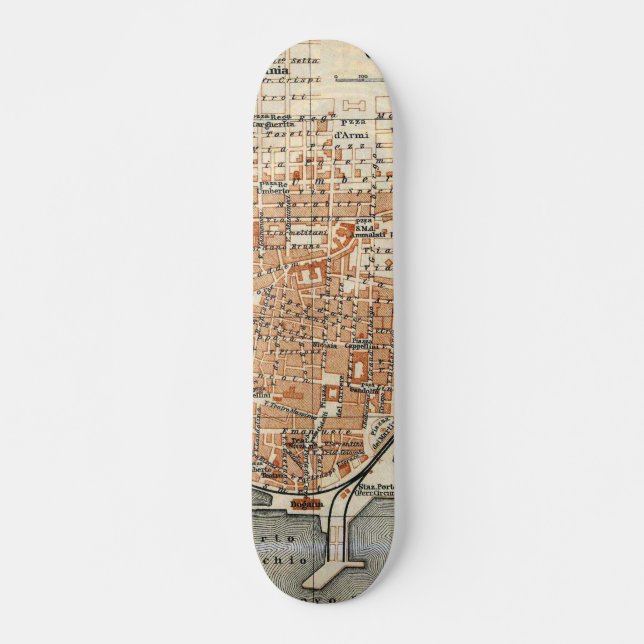 Skateboard Vintage Map of Catania Italy (Devant)