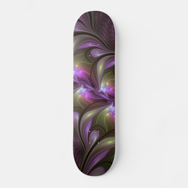Skateboard Violet Abstrait violet violet kaki fractal (Recto)