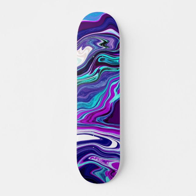 Skateboard Violet, bleu et Turquoise Art moderne Abstrait (Devant)