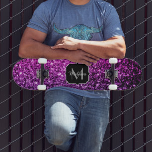 Skateboard Violet rose ombre faux parties scintillant scintil