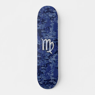 Skateboard Virgo Zodiac Connexion Camouflage numérique bleu