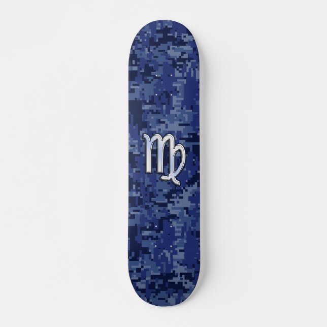 Skateboard Virgo Zodiac Connexion Camouflage numérique bleu (Devant)