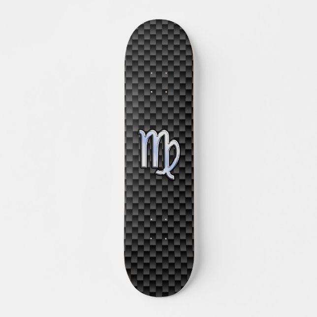 Skateboard Virgo Zodiac Sign on Charcoal Carbon Fiber Style (Devant)