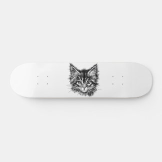 Skateboard Visage de Kitten noir et blanc