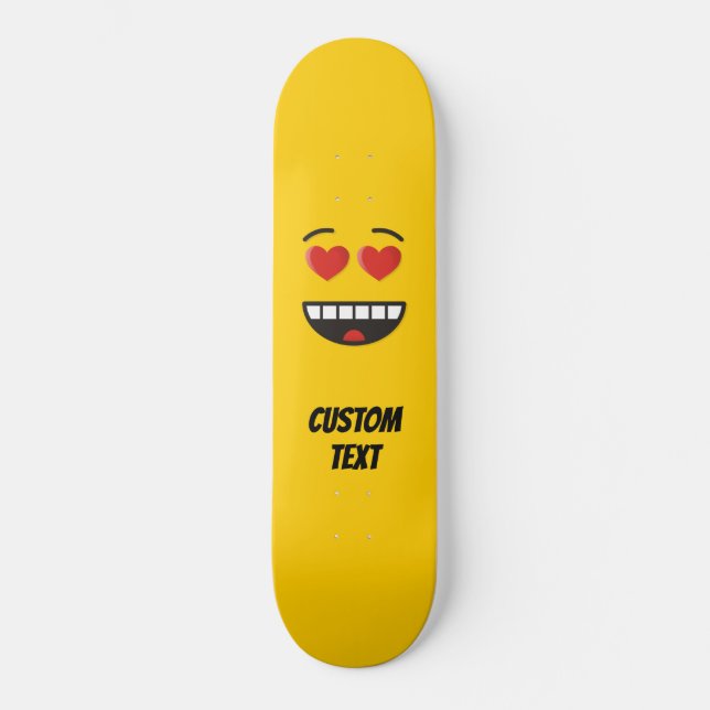 Skateboard Visage souriant aux yeux en forme de coeur (Recto)
