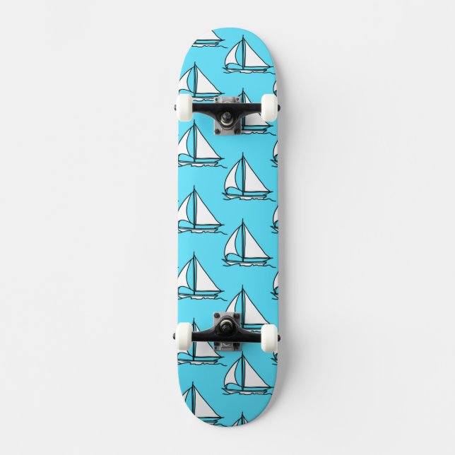 Skateboard Voiliers sur le motif bleu de mer (Recto)
