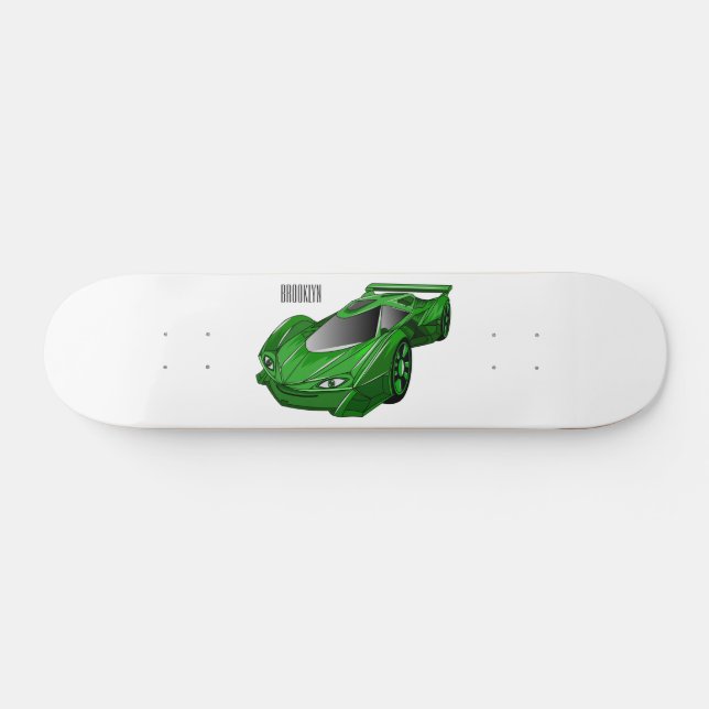 Skateboard Voiture de sport verte avec illustration airfos (Horz)