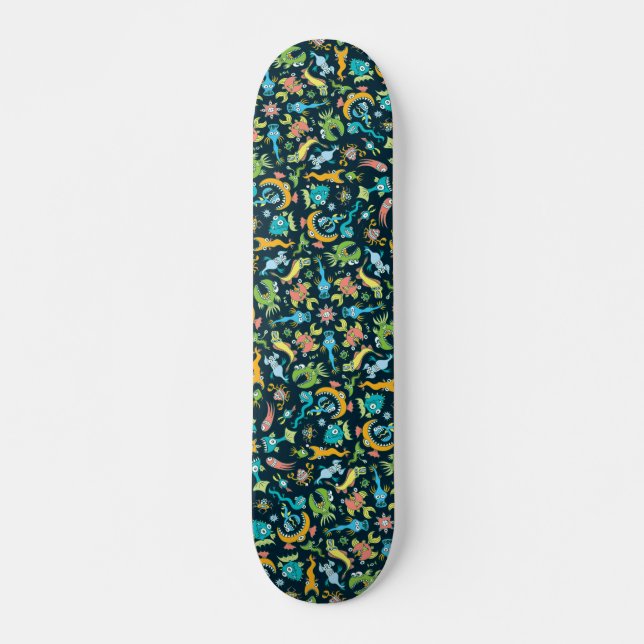 Skateboard Voracious sea animals in a mandala pattern design (Devant)