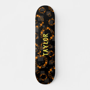 Skateboard Votre nom Black Demon Orange Cercles Carré Tendanc
