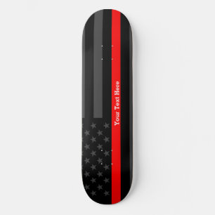 Skateboard Votre texte Ligne rouge mince Indicateur US noir p