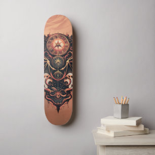 Skateboard Voyage mystique de temps avec ailes, montre steamp