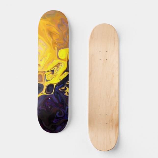 Skateboard Warm Mountain blue orange yellow spirals (Recto)