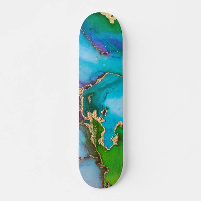 Skateboard Watercolor Gold Foil Colorful (Devant)