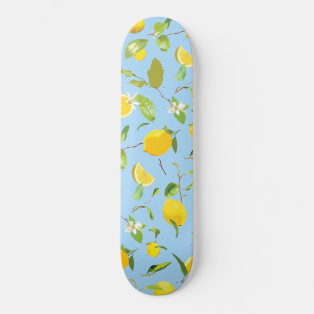 Skateboard Watercolor Lemon & Leaves 3 (Recto)