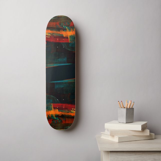Skateboard Waterfall Orange Red Blue Abstract (Art mural)