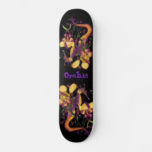 Skateboard Weedy Seadragon avec orchidées (Recto)