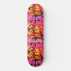 Skateboard Whimsical Abstrait Flamant rose Bird Personnalisé