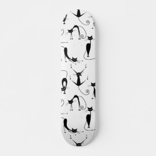 Skateboard Whimsical Skinny Motif de chat noir