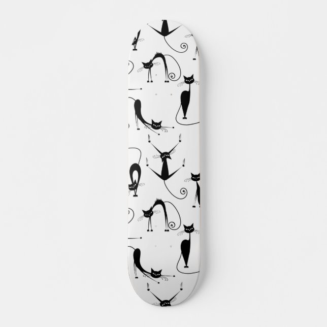 Skateboard Whimsical Skinny Motif de chat noir (Devant)