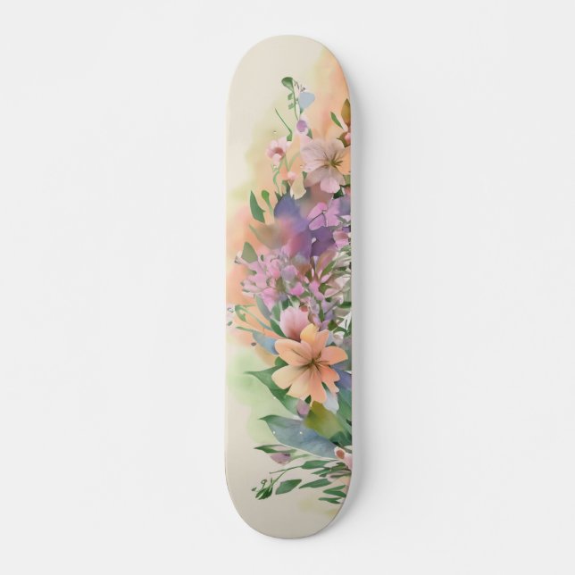 Skateboard Whimsstel Aquarelle Fleur sauvage Meadows (Devant)