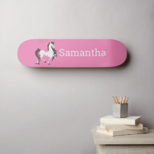 Skateboard White Horse Parties scintillant rose