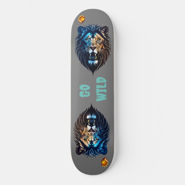 Skateboard Wild Lion | Wildlife Art Board (Recto)