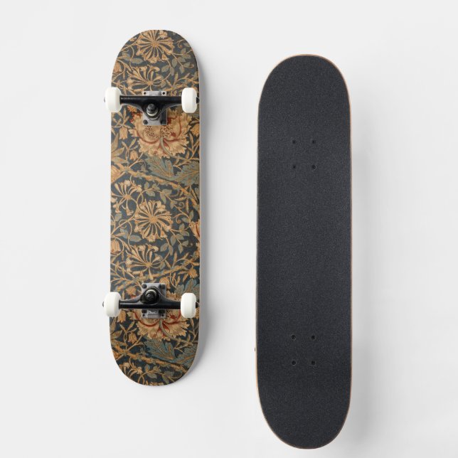 Skateboard William Morris Honeysuckie Rich Rouge foncé bleu (Recto)