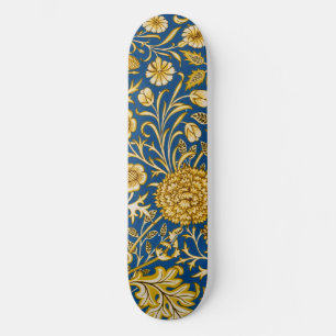 Skateboard William Morris Motif Floral Cherwell Bleu