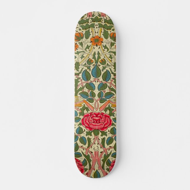 Skateboard William Morris Rose Floral Chintz rose (Devant)