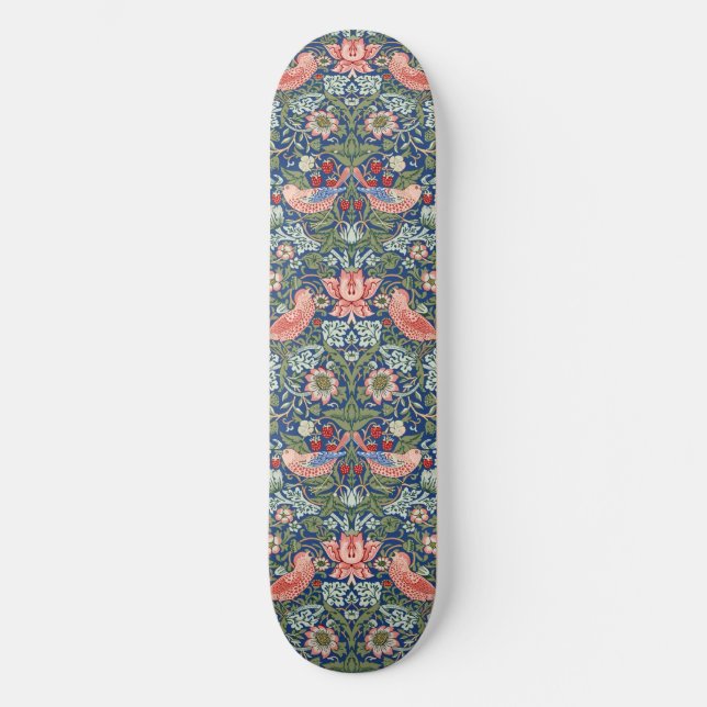 Skateboard William Morris Strawberry Thief Marine Corail (Recto)
