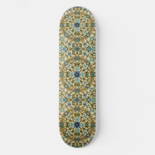 Skateboard William Morris Vintage Blue Motif Sans Couture