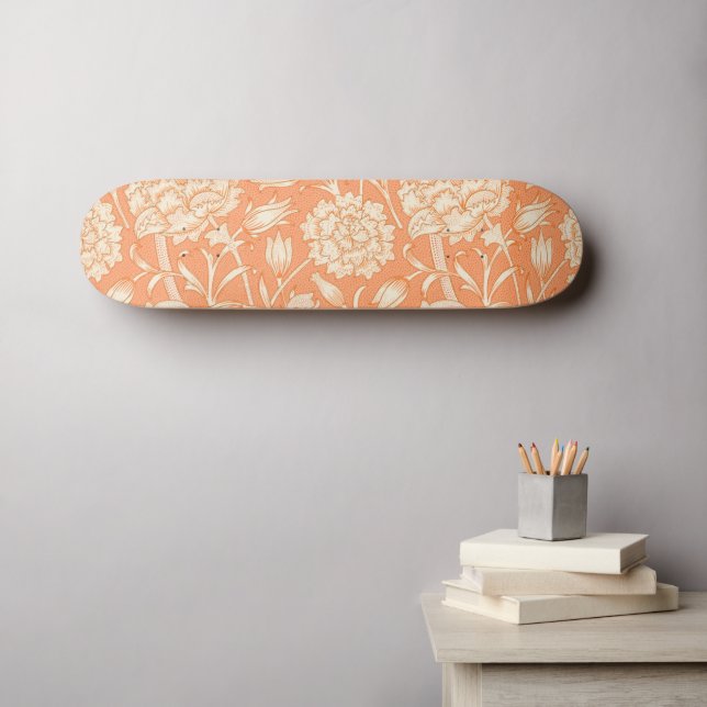 Skateboard William Morris Wild Tulip famous pattern (Art mural (Horz))