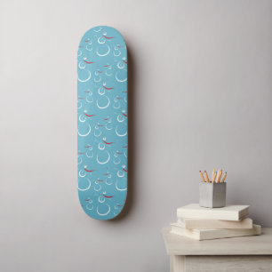 Skateboard Winter Cyan Cute Snowman Famille Motif