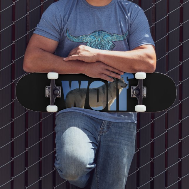 Skateboard Wolf Animal Simple Moderne Ciel bleu photo (Extérieur 3)