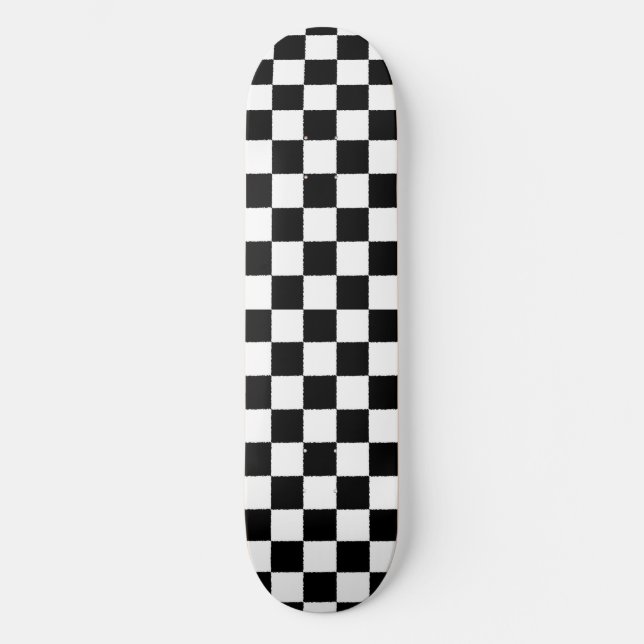Skateboard xadrez verificador preto e branco clássico (Recto)