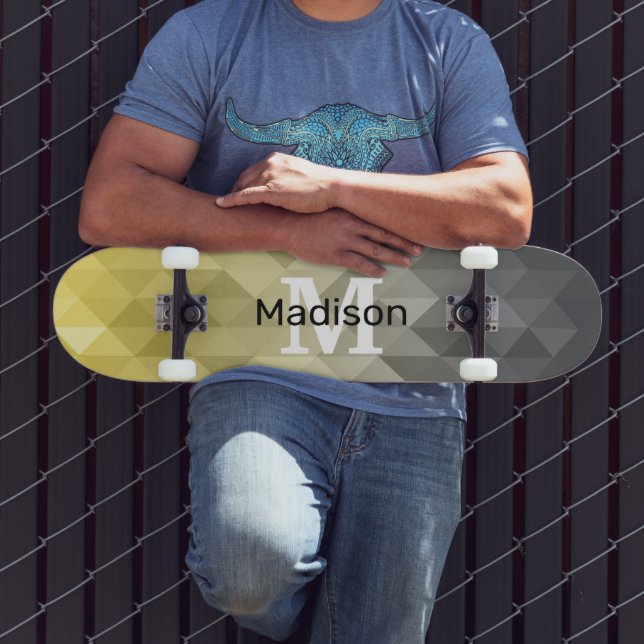 Skateboard Yellow Gray Cool Ombre Geometric pattern Monogram (Extérieur 3)