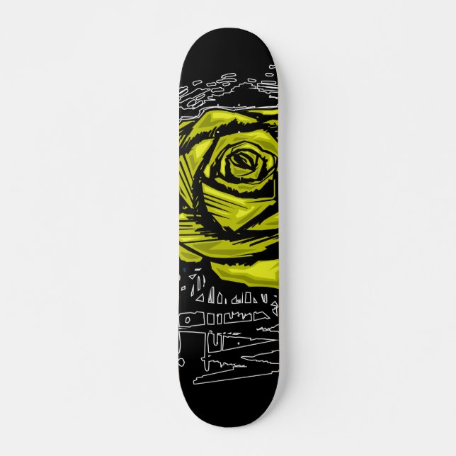 Skateboard Yellow Rugged Rose Graffiti Art • Urban Street (Devant)