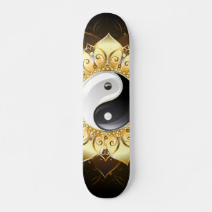Skateboard Yin Yang Golden Lotus