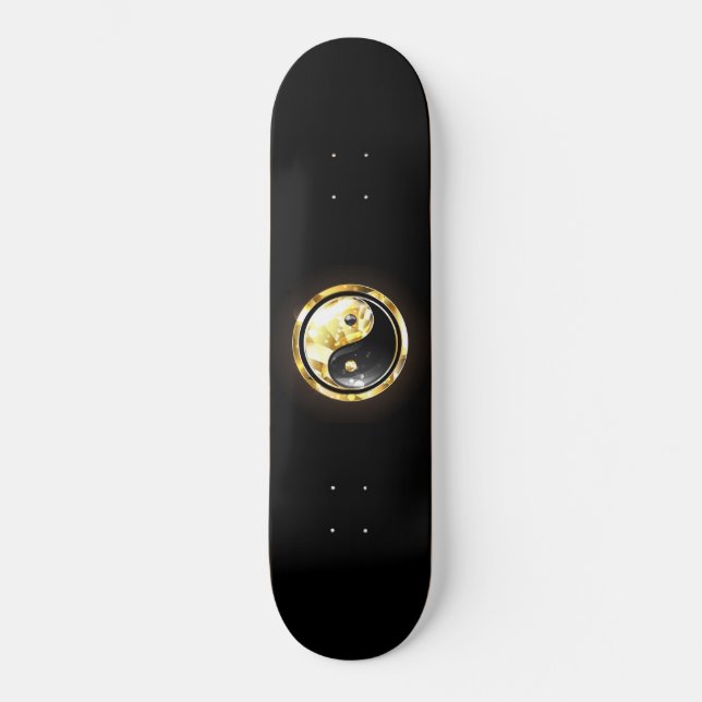 Skateboard Yin Yang or sur noir (Recto)